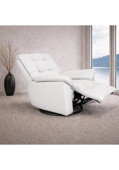 Smarto Relax Zürih Vıp Elektrikli Döner Sallanan Tv Koltuğu Kontrol Panelli Ergonomik Gerçek Deri Baba Koltuğu Beyaz