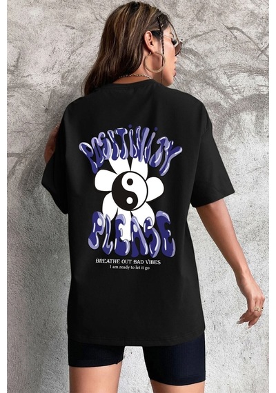 Uyguntarz Unisex Positivity Tasarım T-shirt Siyah