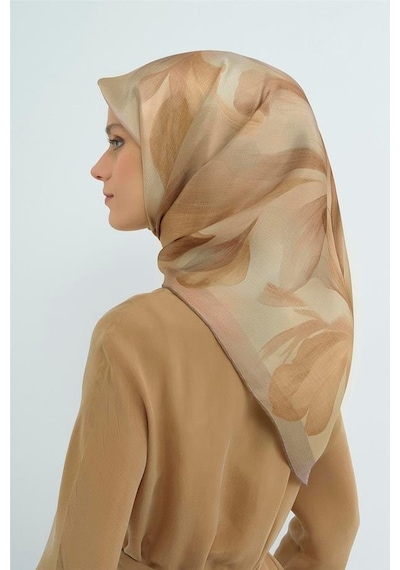 Armine İpek Eşarp 2026 Yaz - 9519-85 Sütlü Kahve Gri Twill