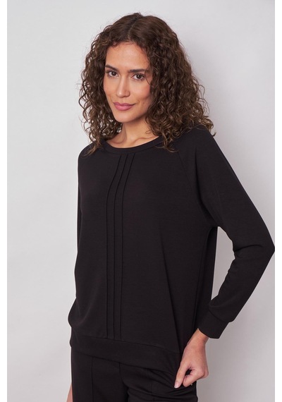 Jument Baharlık Modal Kumaş Kayık Yaka Önü Nervürlü Reglan Kollu Bluz Pantolon İçin 49045 -siyah Siyah Jument Baharlık Modal Kumaş Kayık Yaka Önü Nervürlü Reglan Kollu Bluz Pantolon İçin 49045 -siyah Siyah