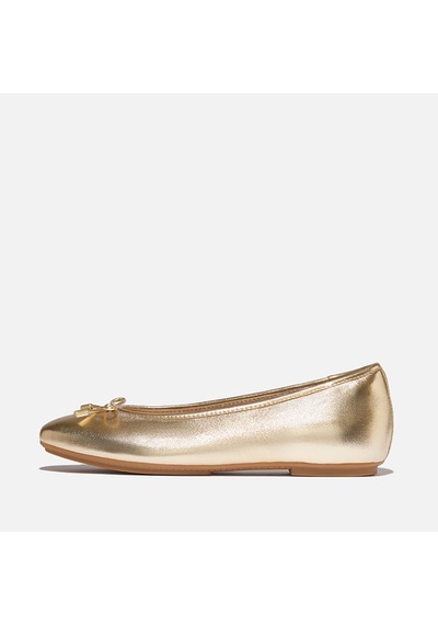 675 Platino Babet Kadın Ih2-c89/675 Fitflop Delıcato Bow Soft Metallic-leather Ballerinas Platin