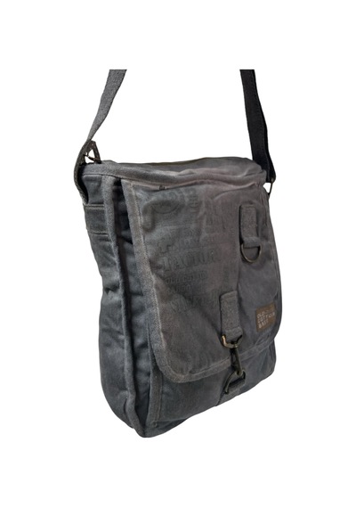 Old Cotton Cargo Vintage Salaş Kaliteli Unisex Taşlanmış Kumaş Okul Gezi Postacı Çantası 27x33cm GRİ