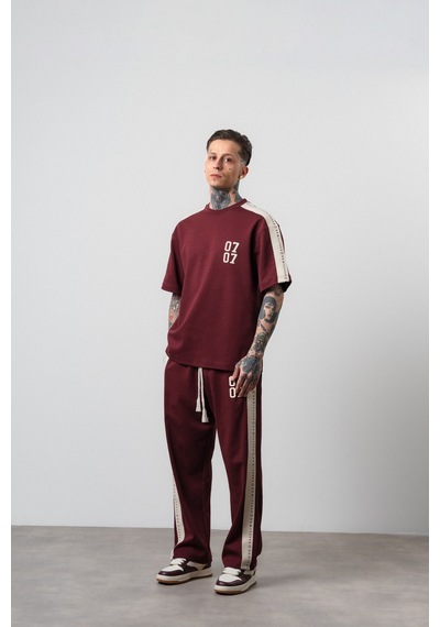 Respire Erkek 07 Şerit Detaylı Regular Fit Eşofman Takımı Bordo