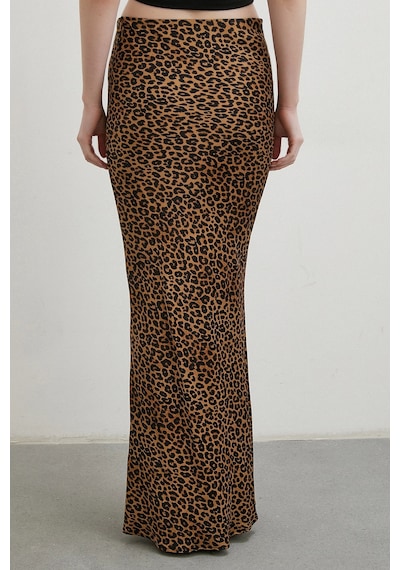 Never More Leopar Desenli Verev Etek Kahve Kahve