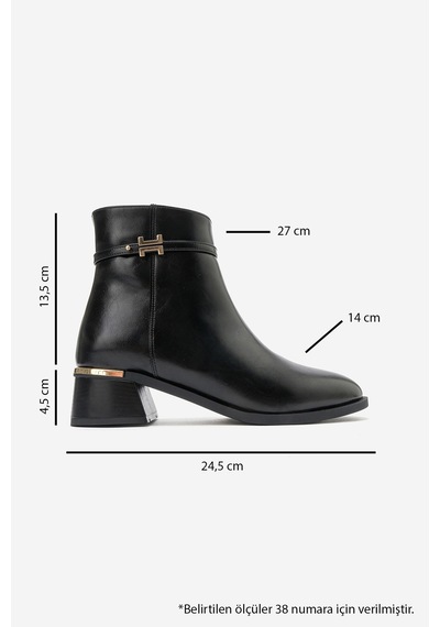 Luvi Shoes Premy Siyah Cilt Tokalı Kadın Bot