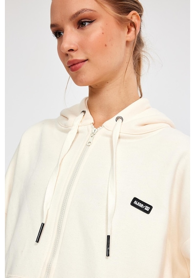Alexandergardı Fermuarlı Kapüşonlu Oversize Sweatshirt B22-75300 Ekru
