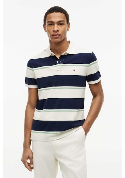 Tommy Hilfiger Varıed Roadmap Strıpe Reg Polo Erkek Mavi T-shirt - Mw0mw44325