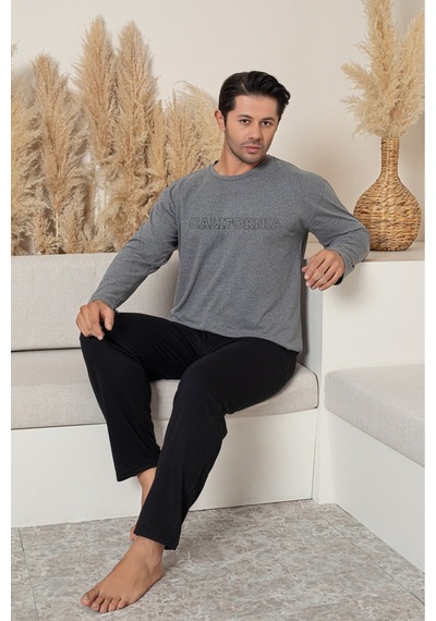 Sude Homewear Erkek Uzun Kol Pijama Takımı Antresit