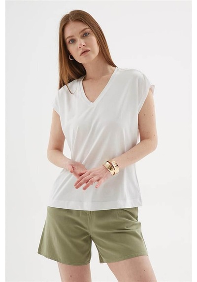 Fashion Friends Baskılı Beyaz Kadın Bluz 25y0123k1 Beyaz
