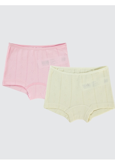 Civil Girls Kız Çocuk 2'li Boxer Set 2-10 Yaş Ekru - Pembe