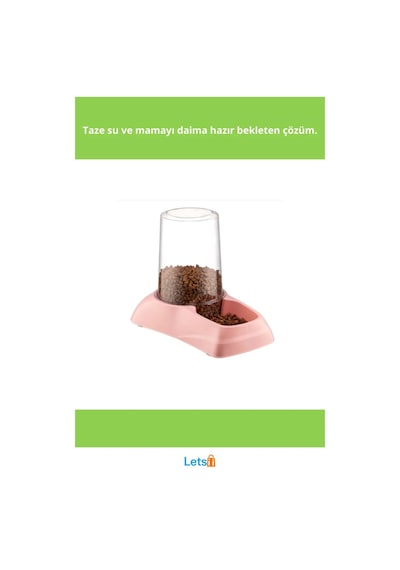 1.75 Litre Hazneli Su Ve Mama Kabı Mor, Pembe, Mavi, Yeşil