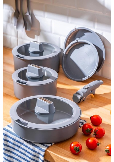 Biogrey 9 Parça Pişir Sakla Tencere Seti Bft-05945/4-grey Gri Bft-05945/4-grey Diğer