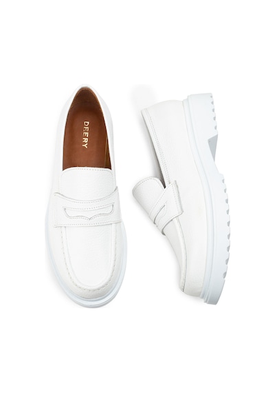 Deery Hakiki Deri Beyaz Loafer Kadın Ayakkabı - 01903zbyzp01 Beyaz