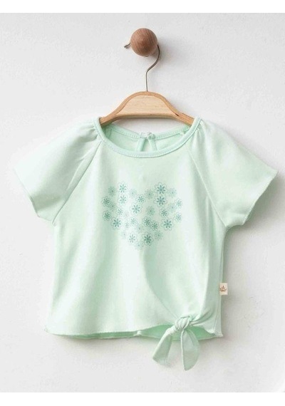 Zekids Kız Bebek Organik Pamuklu Anvelop Kesim Etekli Takım-15914 Yesil