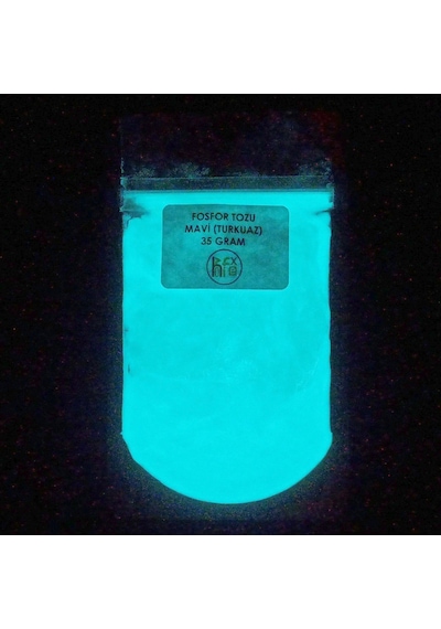 Epoksi Fosfor Tozu Mavi (Turkuaz) Karanlıkta Parlayan Fosfor 35 G