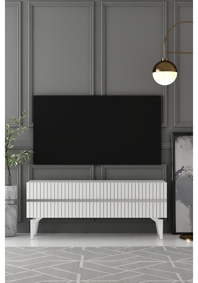 120dhdts5bg Tedy Lazer Pleksi Desenli Tv Sehpası Beyaz-gümüş
