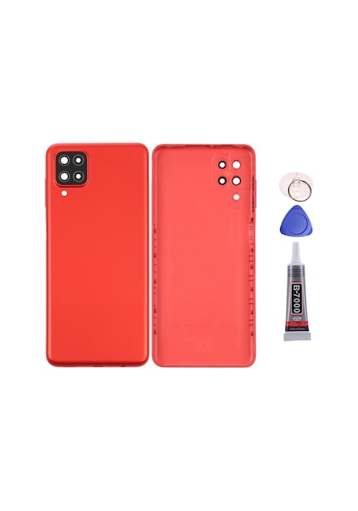 Samsung A12 Kırmızı Uyumlu Arka Kapak Batarya Kapağı Pil Kapağı Yapışkan Ve Sökme Aparatıyla Beraber Full Set Kırmızı