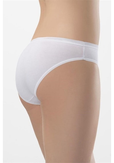 Faal 218x6 Kadın %100 Pamuk 6'lı Penye Ribana Bikini Külot-beyaz Beyaz