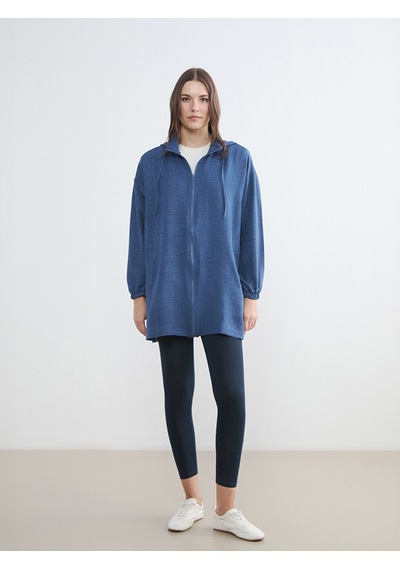 Lc Waikiki Lc Waıkıkı Lacivert Kapüşonlu Oversize Kadın Tunik