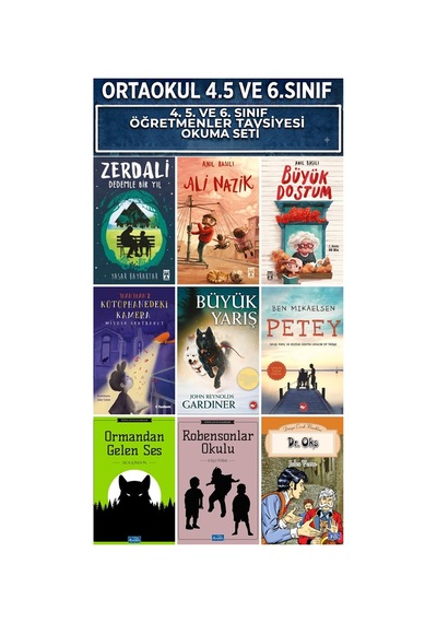 4.5.ve 6.sınıf Zerdali Dedemle Bir Yıl, Ali Nazik,büyük Dostum,kütüphanedeki Kamera,büyük Yarış,petey Öğretmenler Tavsiyesi 9 Kitap Set