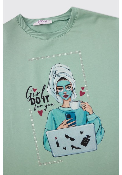 Panço Kız Çocuk Mint Sweatshirt 2521gk08055 Yeşil