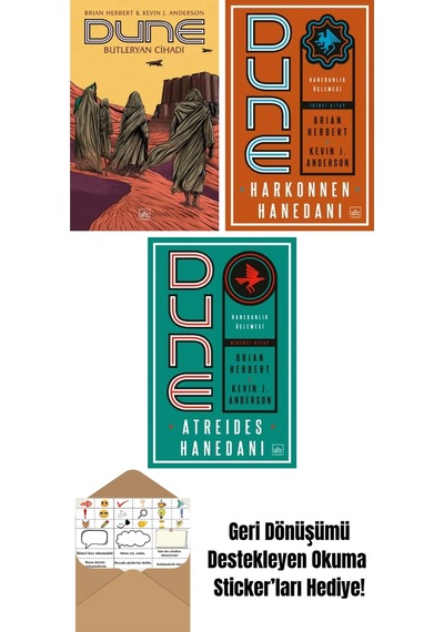 Dune: Butleryan Cihadı + Dune: Harkonnen Hanedanı Hanedanlık Üçlemesi İkinci Kitap + Dune: Atreides Hanedanı Hanedanlık Üçlemesi Birinci Kitap