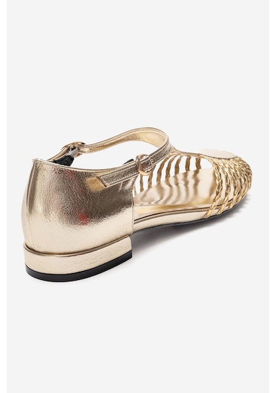 Luvishoes Onos Altın Örgü Detaylı Kadın Sandalet Altın