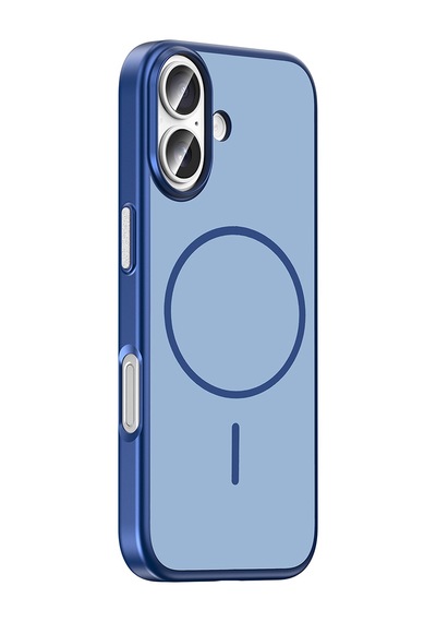 Apple iPhone Uyumlu 16 Kılıf M-safe Şarj Özellikli Zore Lora Pc Kapak - Lacivert
