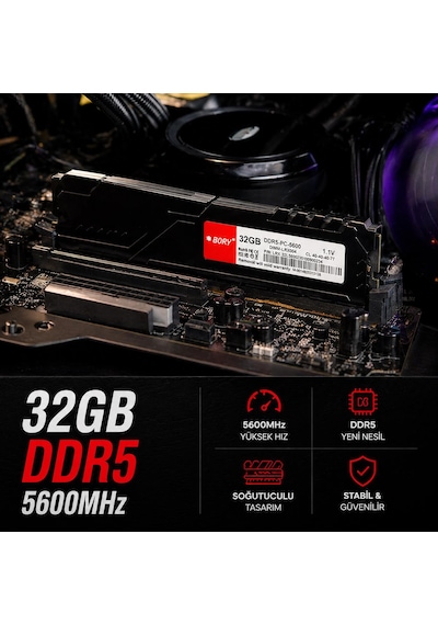 Bory 32gb Ddr5 5600mhz Soğutuculu Desktop Ram Yüksek Performans Gaming & Profesyonel Kullanım