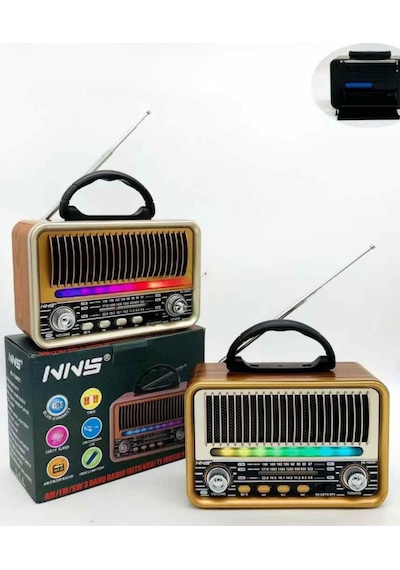 Retro Bluetooth Hoparlör Ve Radyo Am/fm/sw 3 Band, Usb/tf Destekli, Şarjlı