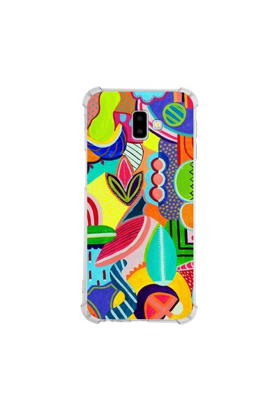 Samsung Galaxy J6 Uyumlu Retro Color 6 Baskılı Şeffaf Köşe Korumalı Antişok Kılıf