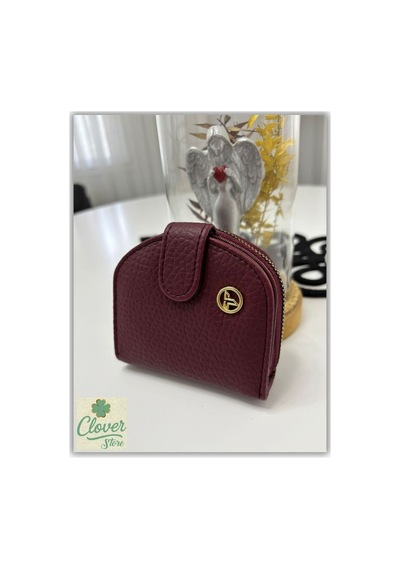 Store Çok Bölmeli Kadın Şık El Çantası Cüzdan Bordo