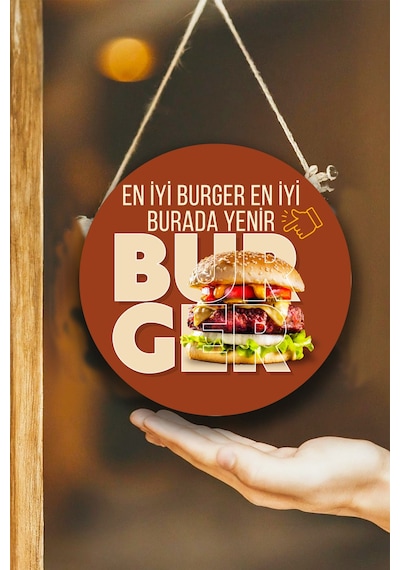 Hamburger Dükkanı Duvar, Kapı Tek Taraflı Askılı Pano Karşılama Tabelası, Burger Salonu Tablo Süsü