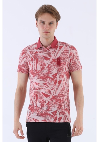 Maraton Sportswear Regular Erkek Polo Yaka Kısa Kol Beach Gülmelanj T-Shirt 20604-Gülmelanj Pembe Melanj