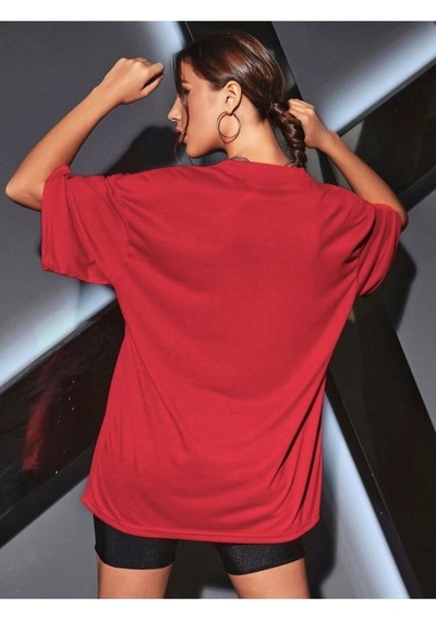 Startmore Unisex Pamuk Oversize Boyfriend T-shirt Kırmızı