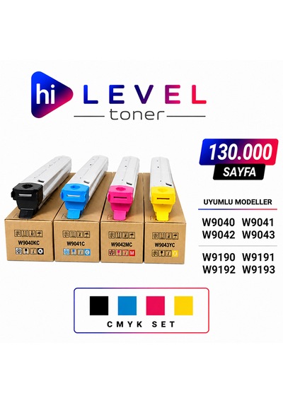 Ht-w9040-set, Hilevel Toner Ht-w9040-set Hp E77822 130k 4 Renk Cmyk Muadil Toner