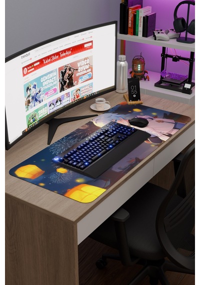 Chongyun Genshin Impact Anime Gacha V4 - 90x40 Xxl Gaming Mouse Pad Fare Altlığı