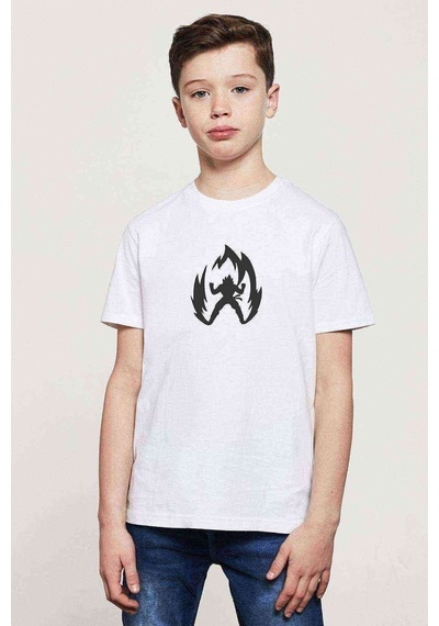 Tshirthane Silhouette Dragon Ball 2 Baskılı Unisex Çocuk Beyaz Tshirt