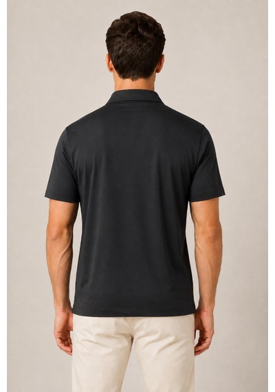 Alexander Gardi Teknik Kumaş Fermuarlı Polo T-shirt Siyah