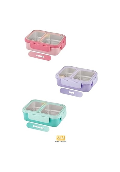 Vagonlife Bento 700ml Lunchbox Tek Katlı 2 Bölmeli Çelik Sefer Tası Yemek Kutusu Turkuaz Diğer