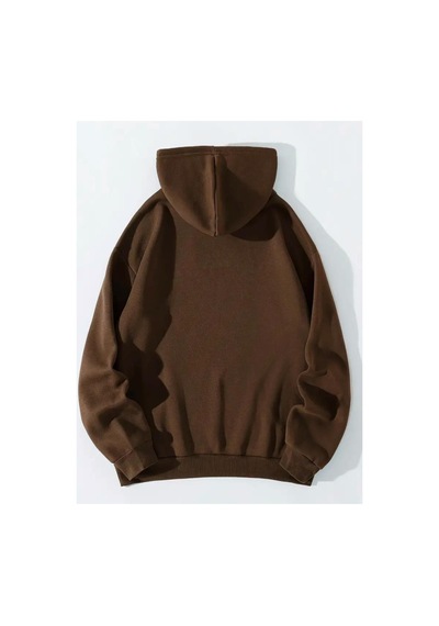 Medinenur Sevimli Pandalar Baskılı Kapüşonlu Sweatshirt Kahverengi