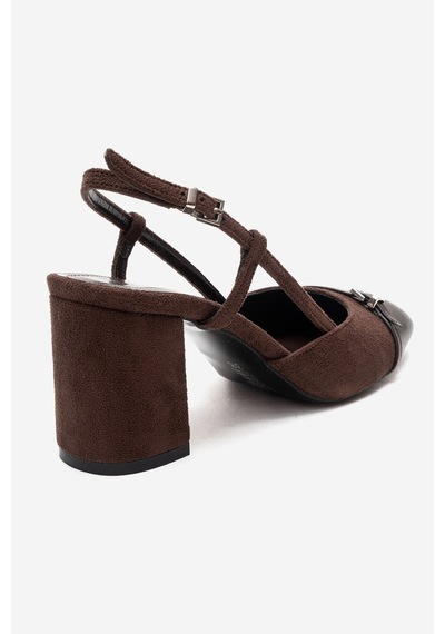 Luvishoes Desıa Kahverengi Süet Kadın Kalın Topuklu Ayakkabı Kahverengi