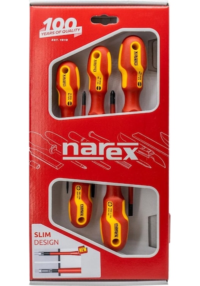 Narex 855101 Slim Serisi Elektrikçi İzoleli Düz/yıldız Tornavida Takımı 5 Parça