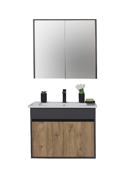 Aras Tk. Asma Alt+üst+lavabo Antrasit/ Atlantik Çam 80 Cm