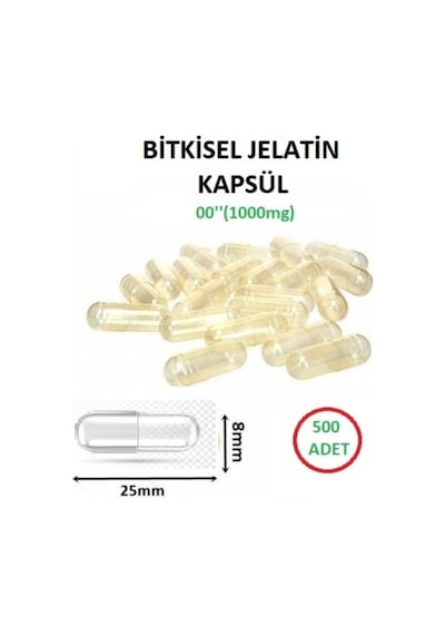 Bitkisel Jelatin Boş Kapsülü 500 Adet Helal  00'' 1000 MG