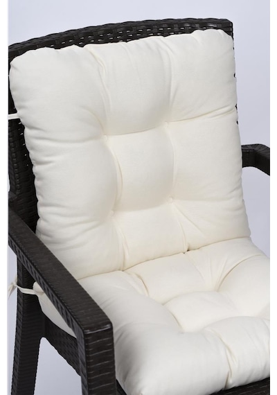 Altınpamuk Neva Pofidik Arkalıklı Özel Dikişli Bağcıklı Sandalye Minderi 44x94 CM Krem
