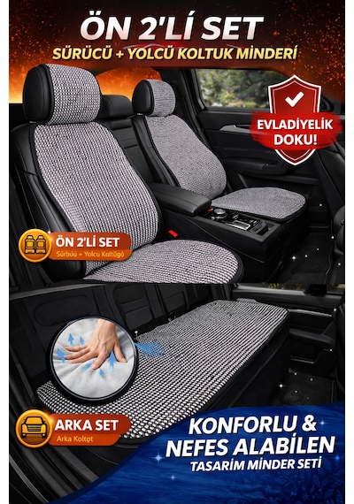 Universal Uyumlu Örme 3 Parça Minder Gri