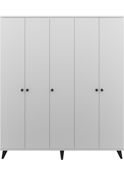 Simple Gardırop 7 Raflı 5 Kapaklı 2 Askılı 150x44x176 Beyaz Beyaz Simple Gardırop 7 Raflı 5 Kapaklı 2 Askılı 150x44x176 Beyaz Beyaz