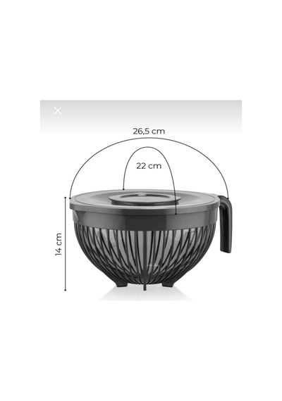 Kapaklı Mikser Kabı Hamur Karıştırma Kabı 3 Litre Plastik Siyah Diğer