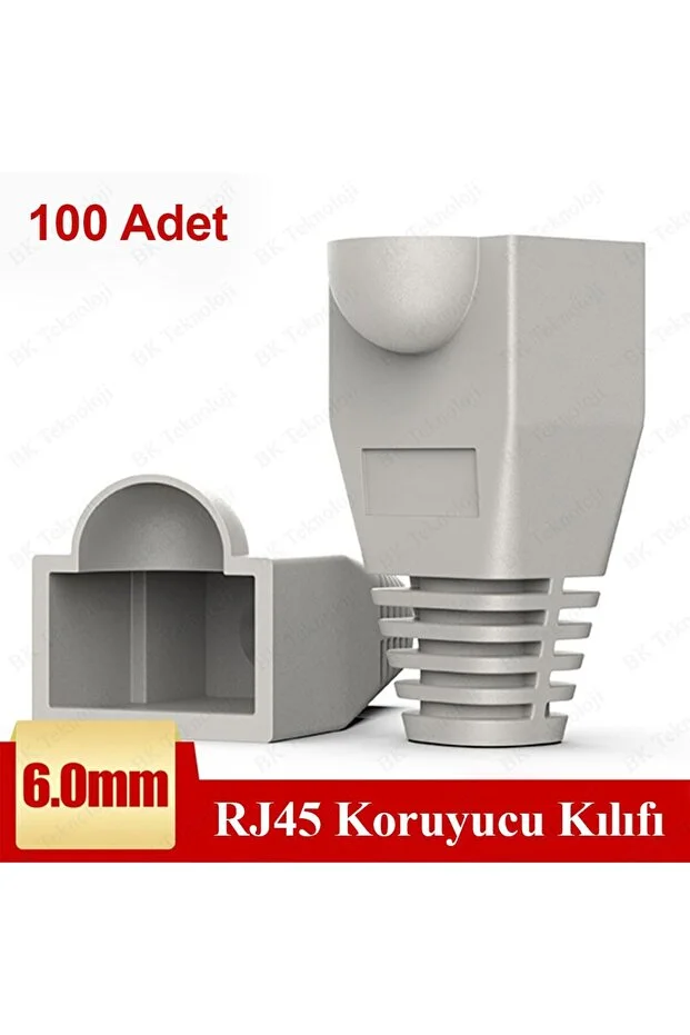 Gri Ca5/cat6 Rj45 Bot Koruma Kılıfı Cat6 Koruma Cover Ağ Kablosu Kauccuk Kablo Konektörü 100 Adet